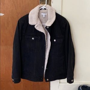 Top shop Sherpa Black Denim Jacket